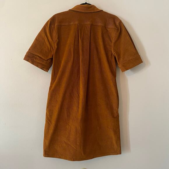 Ariat Burnt Orange Corduroy Short Sleeve Button Down Knee Length Dress Small - Picture 9 of 13
